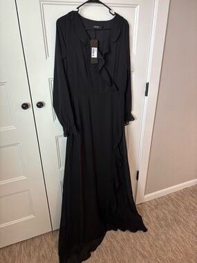 Mikarose Black Ruffle Wrap Maxi Dress